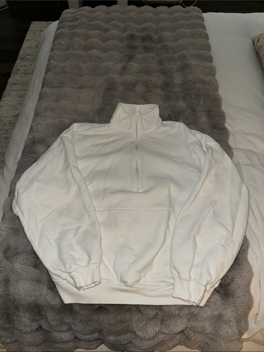 Aritzia White Half-Zip Sweatshirt